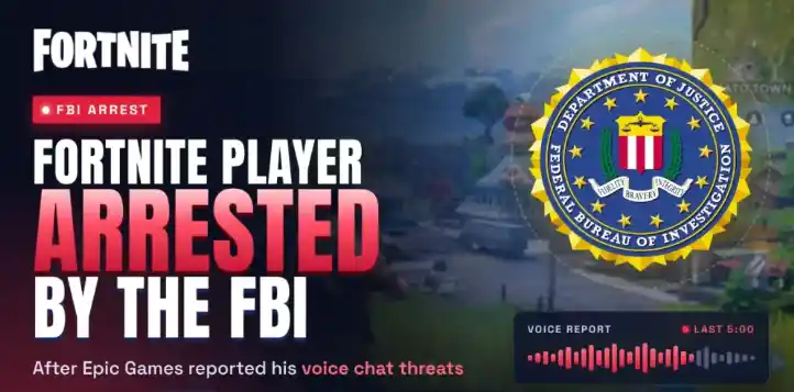 A Fortnite player was arrested by the FBI following alleged threats made in voice chat